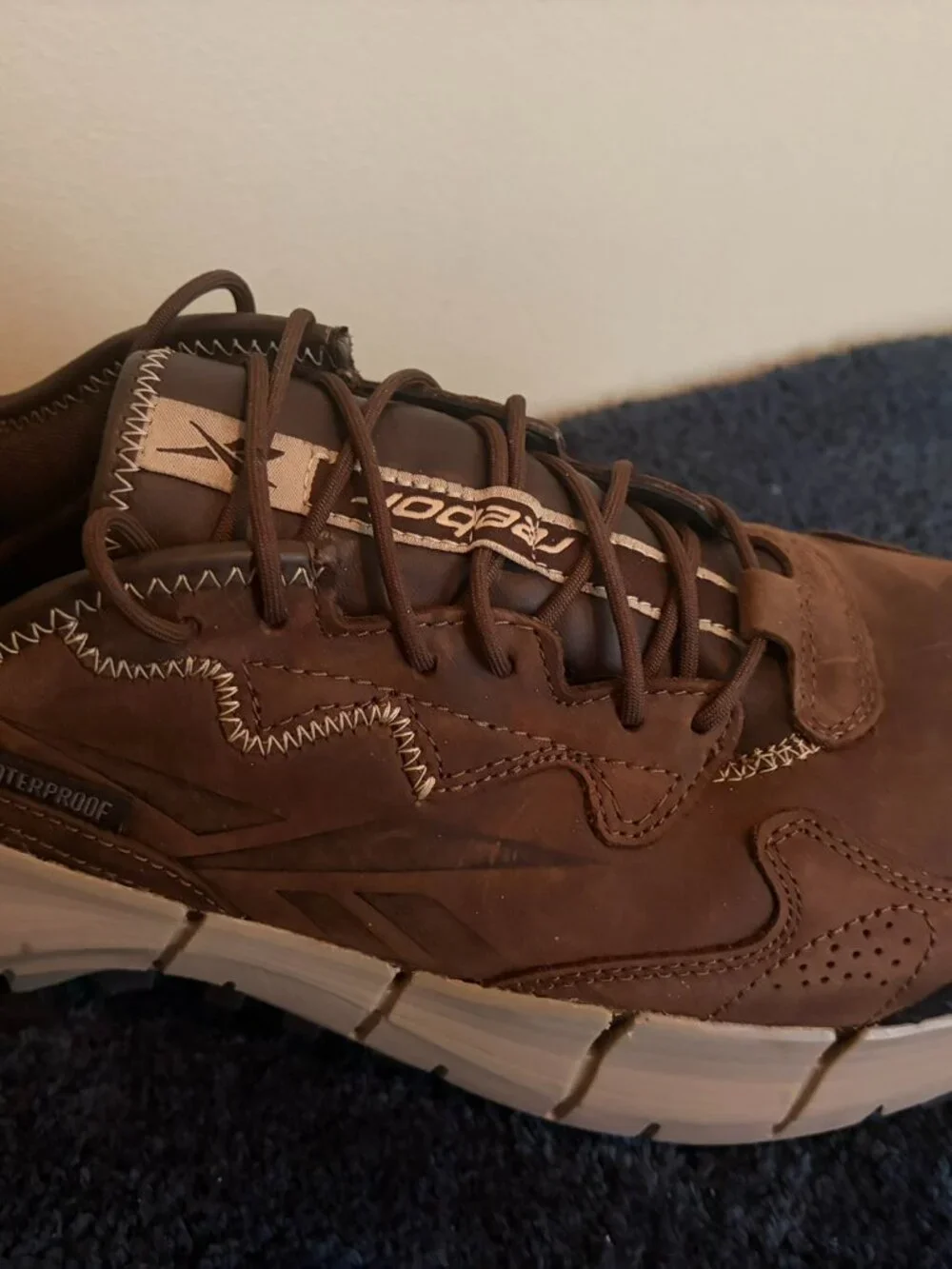 REEBOK MENS ZIG KINETICA EDGE ll WORK WP TRAIL BOOTS RB3020 BROWN